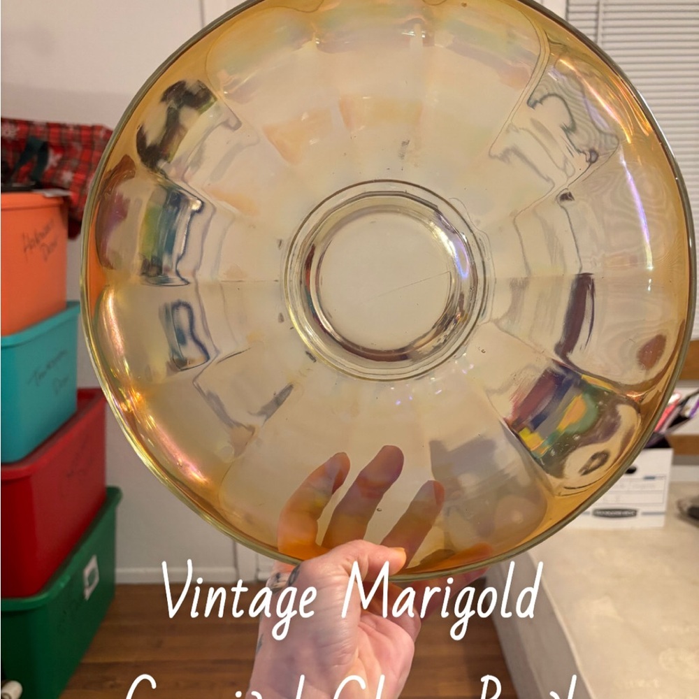 Vintage Marigold Carnival Glass Bowl